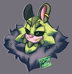 Size: 1242x1281 | Tagged: safe, artist:zombiemocha, clutch the opossum, black sclera, grey background, simple background