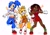 Size: 2048x1441 | Tagged: safe, artist:ciosuii, knuckles the echidna, miles "tails" prower, sonic the hedgehog, human, gender swap, goggles, humanized, partially humanized, simple background, spanner, species swap, tailabetes, team sonic, trio, white background