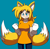 Size: 1825x1803 | Tagged: safe, artist:stolken, miles "tails" prower, human, blue background, fox ears, fox tail, gender swap, gloves, humanized, looking at viewer, pants, partially humanized, shirt, simple background, smile, solo