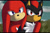 Size: 1024x683 | Tagged: safe, artist:fire-for-battle, knuckles the echidna, shadow the hedgehog, echidna, hedgehog, arm on shoulder, blushing, close-up, clouds, duo, gay, knuxadow, looking offscreen, shipping, smile