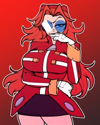 Size: 1638x2048 | Tagged: safe, artist:brothbowl, robotnik, oc, oc:eggma'am (ciosuii), human, busty robotnik, gender swap, looking at viewer