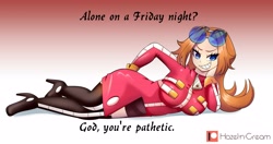 Size: 4096x2170 | Tagged: safe, artist:hazel n cream, robotnik, oc, oc:eggma'am (ciosuii), human, alone on a friday night, gender swap, meme