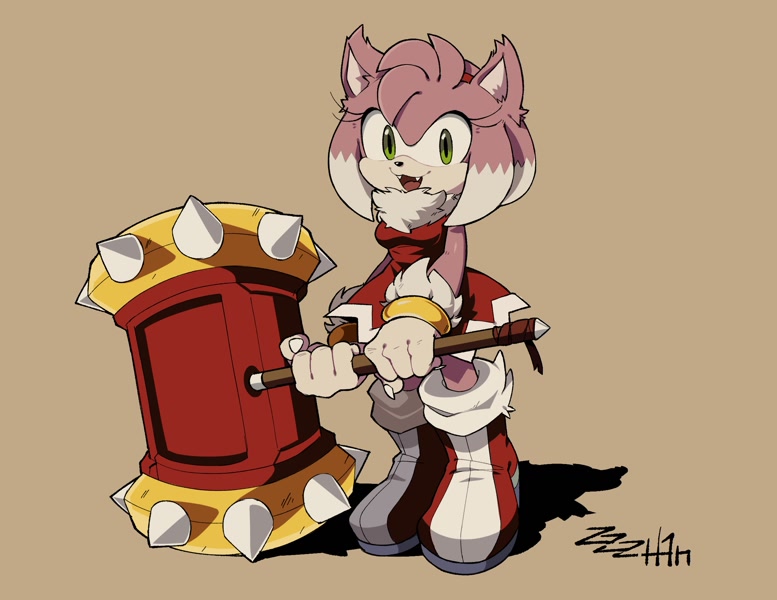 3490 - safe, artist:zzzh1n, amy rose, amy's halterneck dress