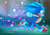 Size: 1516x1056 | Tagged: safe, artist:darkwingdumbass, sonic the hedgehog, hedgehog, sonic frontiers, clenched fists, clenched teeth, glitch, gloves, grass, looking ahead, looking offscreen, running, shoes, signature, smile, socks, solo