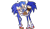 Size: 1024x600 | Tagged: safe, artist:kirsa-w, sonic the hedgehog, hedgehog, bandana, birthday, child, chili dog, classic sonic, food, gloves, holding something, holding them, modern sonic, plate, question mark, self paradox, shoes, simple background, smile, socks, sonic boom (tv), standing, standing on one leg, star (symbol), transparent background, trio