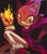 Size: 900x1013 | Tagged: safe, artist:scarletopalite, blaze the cat, cat, female, fire, flame, frown, grey background, looking at viewer, painted artwork, simple background, solo
