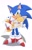 Size: 1200x1852 | Tagged: safe, artist:sakura_2739, miles "tails" prower, sonic the hedgehog, fox, hedgehog, carrying them, clenched fists, crying, duo, frown, kid, looking at them, male, mouth open, signature, simple background, standing, tears, white background