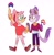 Size: 1265x1280 | Tagged: safe, artist:astral_clefairy, amy rose, blaze the cat, cat, hedgehog, amy x blaze, belt, bi amy, bisexual pride, blushing, clenched teeth, duo, flag, glasses, gloves off, headcanon, holding hands, holding something, lesbian, lesbian blaze, lesbian pride, looking at each other, pride, redesign, shipping, simple background, smile, standing, trans female, trans girl blaze, trans pride, transbian, transgender, white background