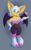 Size: 572x921 | Tagged: safe, artist:theelsian, rouge the bat, bat, blowing a kiss, blue background, boots, gloves, gradient background, hand on hip, head tilt, heart, looking at viewer, rouge's heart top, socks, solo, standing, wink, winking at viewer