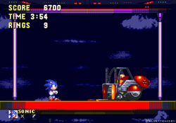 Size: 3200x2240 | Tagged: safe, artist:bluesteakdev, robotnik, sonic the hedgehog, hedgehog, human, launch base zone, clouds, duo, edited screencap, forklift, meme, outdoors, pixel art, signature, sonic the hedgehog 3