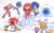 Size: 4005x2480 | Tagged: safe, artist:hyeon_sale, amy rose, knuckles the echidna, miles "tails" prower, sonic the hedgehog, echidna, fox, hedgehog, clenched fists, eyes closed, female, fight, frown, group, kicking, lidded eyes, looking at each other, male, mouth open, simple background, smile, spindash, sweat, sweatdrop, white background