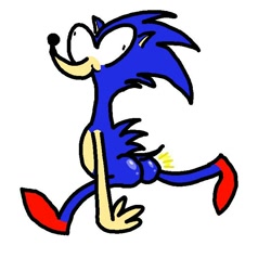 Size: 700x700 | Tagged: safe, artist:lemontyne, sonic the hedgehog, hedgehog, bootyfull sonic, dumb running sonic, running, simple background, solo, white background