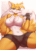 Size: 448x627 | Tagged: suggestive, artist:complextree, miles "tails" prower, fox, animated, busty tails, gender swap, gif, looking down, simple background, solo, white background, wrench
