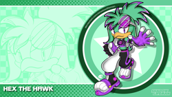 Size: 1190x671 | Tagged: safe, artist:shadowlifeman, oc, oc:hex the hawk, bird, abstract background, echo background, hawk, solo, sonic channel wallpaper style