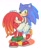 Size: 1028x1266 | Tagged: safe, artist:mossan315, knuckles the echidna, sonic the hedgehog, echidna, hedgehog, blushing, carrying them, full body, gay, grin, hand on another's head, knuxonic, shipping, simple background, smile, standing, white background