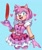 Size: 1000x1200 | Tagged: safe, artist:artkett1412, amy rose, hedgehog, balloon, blue background, clown outfit, cosplay, geiru toneido, hearts, outline, phoenix wright (series), simple background, solo