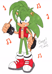 Size: 4544x6365 | Tagged: safe, artist:bageloftime, hedgehog, sonic underground, manic the hedgehog, simple background, solo, white background