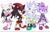 Size: 2048x1293 | Tagged: safe, artist:mossan315, blaze the cat, rouge the bat, shadow the hedgehog, silver the hedgehog, bat, cat, hedgehog, female, frown, full body, group, hand up, looking at viewer, male, simple background, smile, standing, white background
