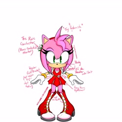 Size: 3200x3200 | Tagged: safe, artist:shadehedgermen, amy rose, hedgehog, blushing, no mouth, redesign, simple background, solo, standing, white background