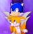 Size: 1287x1320 | Tagged: safe, artist:tailchana, miles "tails" prower, sonic the hedgehog, fox, hedgehog, abstract background, blushing, child, cute, doorway, duo, floppy ears, gloves, looking ahead, looking up at them, male, males only, mouth open, signature, sonabetes, standing, tailabetes, zootopia