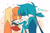 Size: 1280x833 | Tagged: safe, artist:luckyclau, cream the rabbit, kit the fennec, fox, rabbit, crack shipping, english text, eyes closed, female, fennec, heart, kitsuream, looking at them, male, shipping, straight