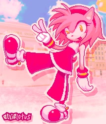 Size: 1754x2048 | Tagged: safe, artist:ellielotusart, amy rose, hedgehog, alternate outfit, female, pixel art, solo