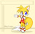 Size: 558x550 | Tagged: safe, artist:gospel, miles "tails" prower, fox, character name, cute, dress, ear fluff, english text, female, gender swap, gloves, hand out, looking at viewer, rhythm badge, shoes, socks, solo, standing, tailabetes