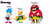 Size: 4000x2000 | Tagged: safe, artist:travelerofgales, knuckles the echidna, miles "tails" prower, sonic the hedgehog, echidna, fox, hedgehog, arm fluff, belt, character name, chest fluff, clothes, english text, fingerless gloves, frown, gloves, goggles, goggles around neck, goggles on head, looking at viewer, looking offscreen, male, males only, pants, pointing, redesign, ring, shirt, shoes, shorts, simple background, smile, socks, standing, team sonic, trio, white background