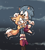 Size: 1000x1100 | Tagged: safe, artist:dragnoodlez, miles "tails" prower, sonic the hedgehog, fox, hedgehog, sonic the ova, abstract background, astraphobia, duo, eyes closed, gloves, hand on another's head, male, mouth open, redraw, scared, shivering, shoes, socks, standing, sweatdrop