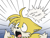 Size: 576x432 | Tagged: safe, artist:nannelflannel, miles "tails" prower, fox, abstract background, descriptive noises, flat colors, floppy ears, fox noises, looking up, male, meme, mouth open, one fang, solo