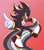 Size: 2048x2350 | Tagged: safe, artist:sonicaspeed123, shadow the hedgehog, agender, agender pride, agender shadow, chest fluff, clenched teeth, flag, gay pride, gay shadow, gloves, gradient background, looking at viewer, mid-air, nonbinary, nonbinary pride, nonbinary shadow, pointing, pride, pride flag, shoes, solo