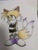 Size: 640x853 | Tagged: safe, artist:st3phyx_x, miles "tails" prower, fox, colored ears, colored tail, crop top, ear piercing, femboy, gloves, goth, goth outfit, goth tails, hands behind back, looking up, male, shoes, skirt, socks, solo, standing, tongue out, traditional media