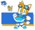 Size: 1660x1440 | Tagged: safe, artist:pkrockinon, miles "tails" prower, sonic the hedgehog, oc, fox, hedgehog, hybrid, abstract background, child, clenched fists, cute, dress, eyelashes, fankid, female, gloves, goggles, green eyes, hedgefox, looking at viewer, magical gay spawn, male, mouth open, parent:sonic, parent:tails, parents:sontails, shipping, shoes, socks, sonic x tails, standing, trio, unnamed oc