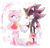 Size: 2153x2079 | Tagged: safe, artist:drawloverlala, amy rose, shadow the hedgehog, hedgehog, amy x shadow, duo, female, holding hands, male, shipping, straight
