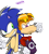 Size: 1800x2000 | Tagged: safe, artist:the-dashket, sonic the hedgehog, hedgehog, 2014, clenched teeth, crossover, duo, english text, gloves, looking at them, male, males only, rayman, rayman (series), simple background, smile, standing, transparent background