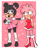 Size: 768x1024 | Tagged: safe, artist:msbubblewow101, amy rose, hedgehog, mouse, 2018, abstract background, blushing, boots, border, bow, crossover, dress, duo, female, females only, glasses, gloves, hair bow, hands behind back, holding something, looking at each other, minnie mouse, mobianified, mouth open, pout, shoes, socks, standing