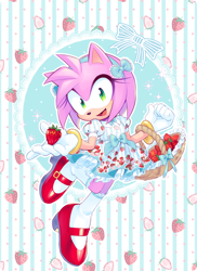Size: 1280x1756 | Tagged: safe, artist:drawloverlala, amy rose, solo, strawberry