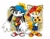 Size: 550x431 | Tagged: safe, artist:dragonlord99, miles "tails" prower, clothes, crossover, duo, flower, hat, klonoa, male, outline, shirt, shorts, smile, white outline