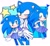 Size: 1962x1804 | Tagged: safe, artist:kumakumaoii, sonic the hedgehog, 2023, abstract background, alternate outfit, blushing, border, bow, crossdressing, cute, femboy, heart, male, school uniform, signature, smile, solo, sonabetes, standing, star (symbol), wink
