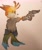 Size: 1711x2048 | Tagged: safe, artist:studioboner, miles "tails" prower, nine, sonic prime, 2023, frown, gun, holding something, looking ahead, looking offscreen, side view, solo, standing, traditional media, weapon