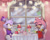 Size: 1024x813 | Tagged: safe, artist:cuteytcat, amy rose, blaze the cat, cat, hedgehog, 2018, amy x blaze, amy's halterneck dress, blaze's tailcoat, cake, cute, date, dress, eyes closed, female, females only, hearts, lesbian, shipping