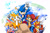 Size: 1800x1200 | Tagged: safe, artist:kakashihata, antoine d'coolette, bunnie rabbot, miles "tails" prower, sally acorn, sonic the hedgehog, chipmunk, coyote, fox, hedgehog, rabbit, cyborg, female, group, male, sally's vest and boots