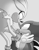 Size: 1582x2048 | Tagged: safe, artist:corffee, espio the chameleon, silver the hedgehog, hedgehog, 2023, chameleon, duo, flying, gay, grey background, greyscale, hands on another's face, looking at each other, male, monochrome, mouth open, shipping, silvio, simple background, smile