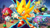 Size: 1920x1080 | Tagged: safe, artist:tyler mcgrath, amy rose, knuckles the echidna, miles "tails" prower, sonic the hedgehog, super sonic, abstract background, blue outline, clenched fist, clenched fists, desert, female, frown, glitch, group, looking ahead, looking at viewer, looking offscreen, male, mountain, mouth open, outline, quartet, smoke, sonic frontiers: final horizon, super form, volcano, weapon