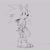 Size: 1150x1139 | Tagged: safe, artist:kiimmyko, sonic the hedgehog, frown, grey background, line art, looking at viewer, looking back, looking back at viewer, modern sonic, question mark, simple background, solo, speech bubble, standing