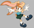 Size: 916x744 | Tagged: safe, artist:frostiios, cream the rabbit, rabbit, arms out, female, grey background, looking offscreen, mouth open, pointing, redesign, shirt, simple background, skirt, solo