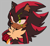 Size: 728x668 | Tagged: safe, artist:frostiios, shadow the hedgehog, bust, chipped ear, dark skin, ear piercing, flat colors, frown, grey background, hand on hip, heterochromia, looking ahead, redesign, scar, simple background, solo, standing