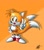 Size: 1133x1283 | Tagged: safe, artist:tyler mcgrath, miles "tails" prower, fox, 2019, abstract background, classic tails, hand on hip, looking at viewer, male, mouth open, shadow (lighting), signature, smile, solo, standing, v sign, yellow fur