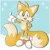 Size: 1053x1053 | Tagged: safe, artist:sonicku, miles "tails" prower, sonic rush adventure, :3, abstract background, cute, hand behind back, leg fluff, male, mouth open, open smile, outline, posing, smile, solo, standing, star (symbol), tailabetes