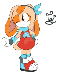 Size: 1024x1299 | Tagged: safe, artist:g-silverscythe, cream the rabbit, 2018, boom style, creamabetes, cute, deviantart watermark, obtrusive watermark, signature, simple background, smile, sonic boom (tv), standing, transparent background, watermark, wink